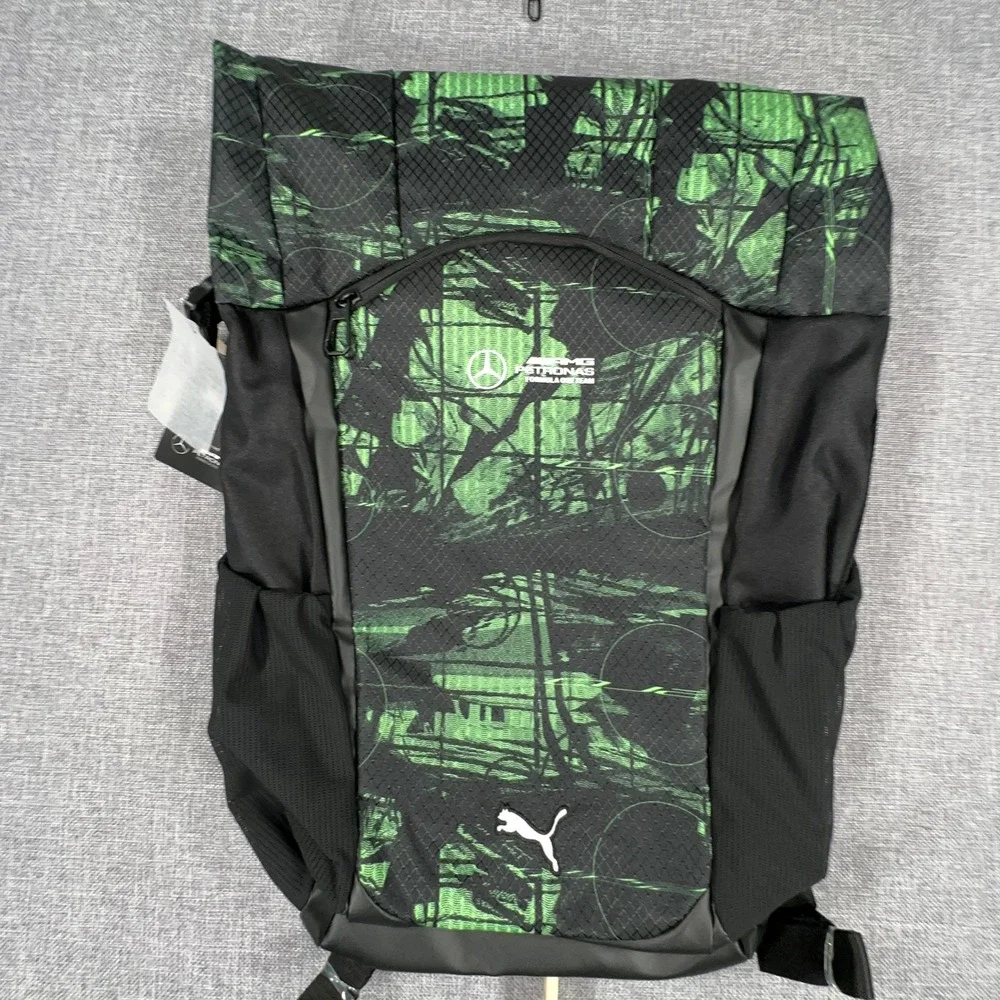 Puma Mercedes AMG Petronas F1 Statement Backpack OSFA Black Green Bag NEW